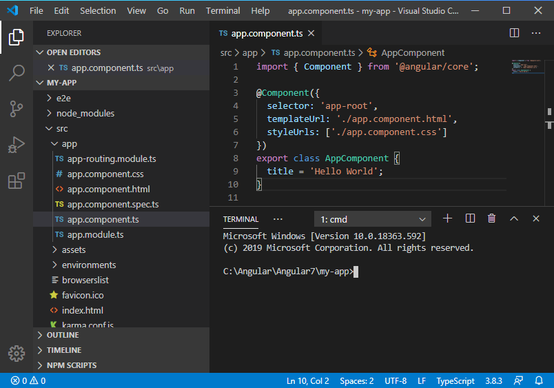 Hướng dẫn lập trình Angular 7 với trình soạn thảo Visual Studio Code