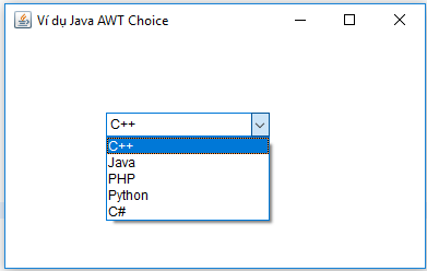 Ví dụ Choice trong Java AWT
