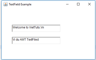 Ví dụ TextField trong Java AWT