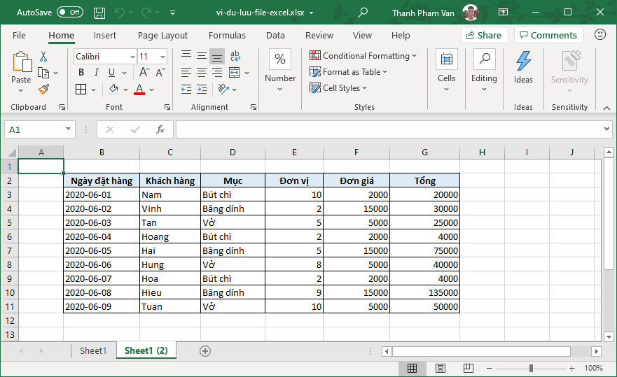 Ẩn bảng tính (Worksheet) trong Excel
