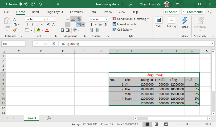 Di chuyển dữ liệu trong Excel 