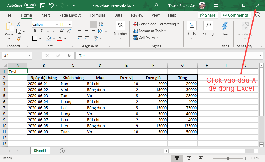 Đóng cửa sổ làm việc trong Excel