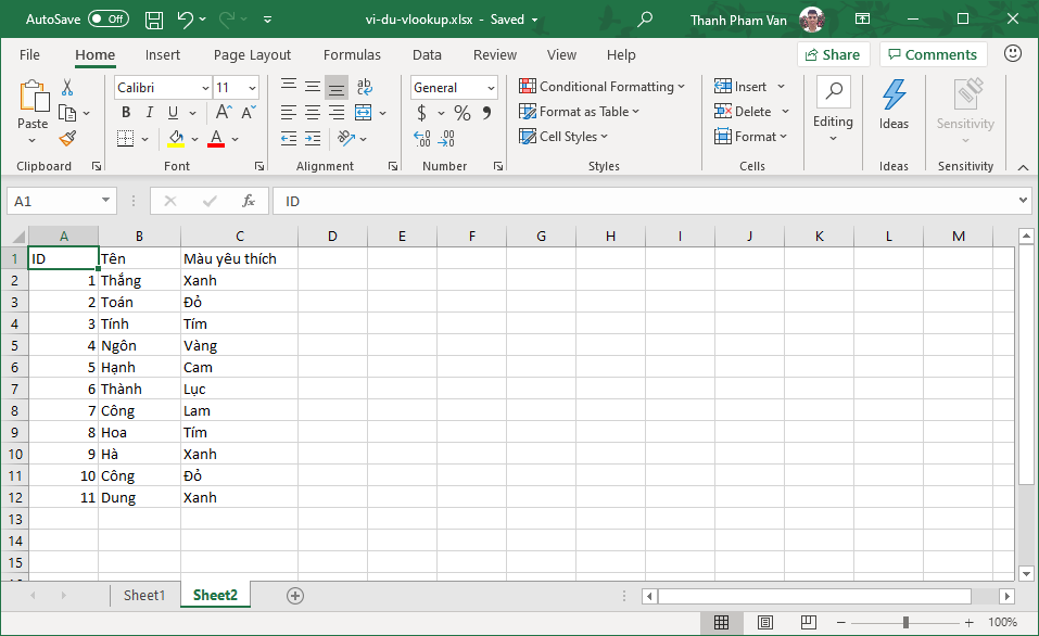 Hàm VLOOKUP trong Excel