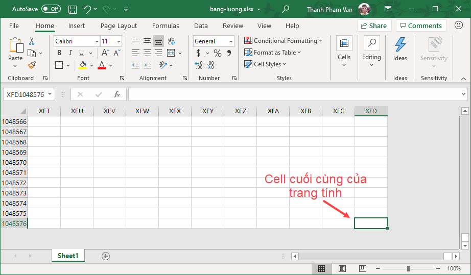 Hàng và Cột trong Excel