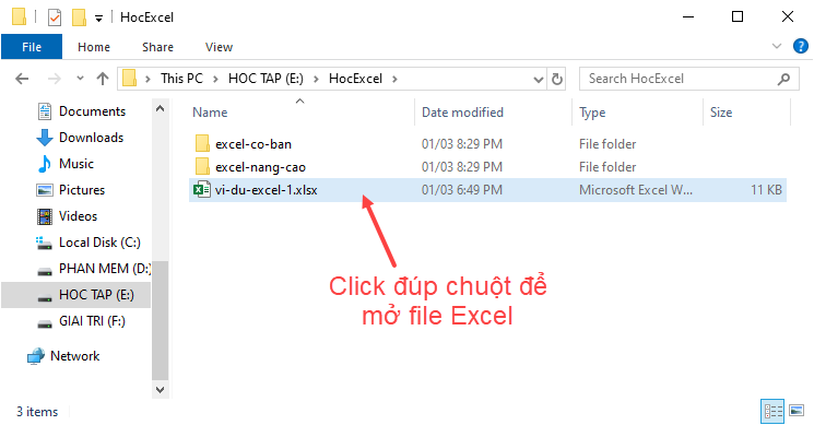 Mở một file Excel