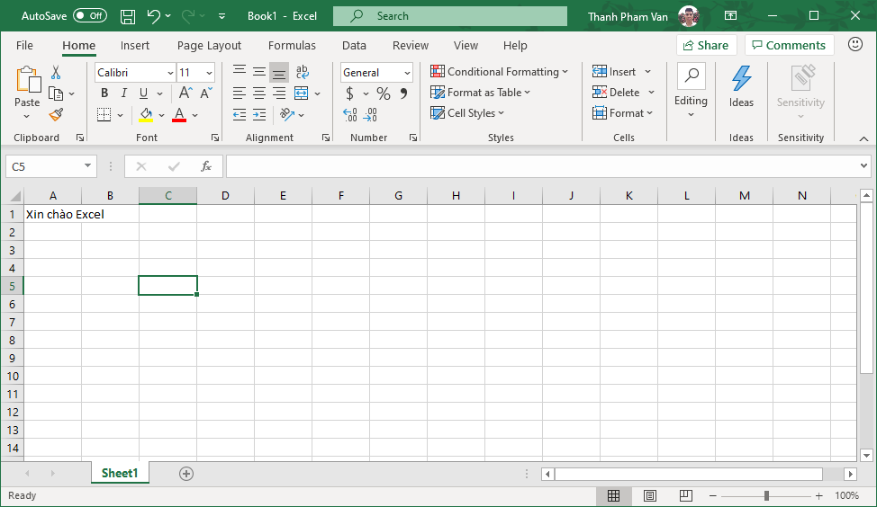 Nhập giá trị trong Excel