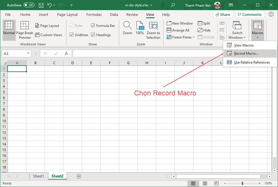 Sử dụng macro trong Excel