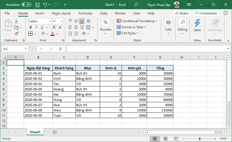 Thao tác cơ bản trong Excel