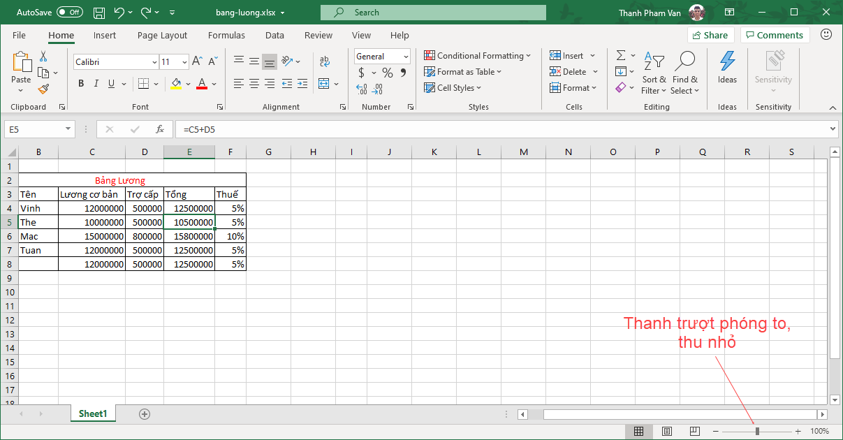 Phóng to, thu nhỏ trong Excel - Zoom in, Zoom out trong Excel