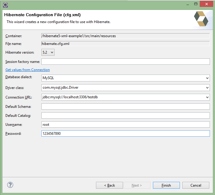 Generate Hibernate Configuration File With Hibernate Tools