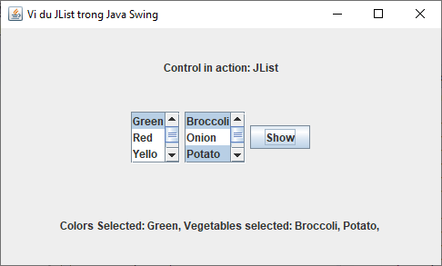 Lớp JList trong Java Swing