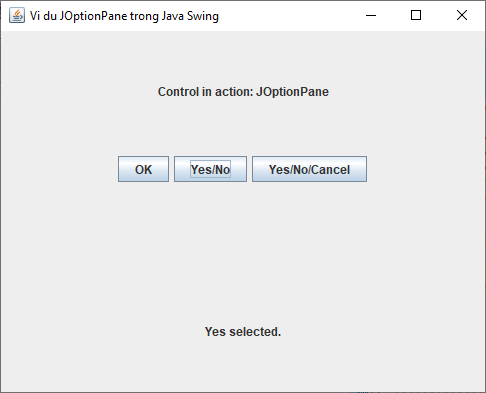 Lớp JOptionPane trong Java Swing