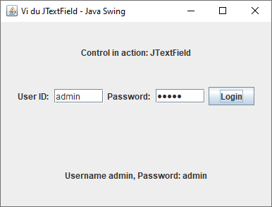 Lớp JTextField trong Java Swing