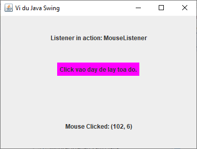 MouseListener trong Java Swing