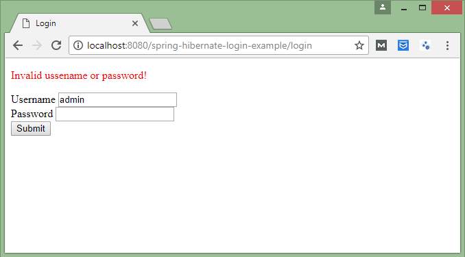 Ví dụ login trong Spring 4 Web MVC - Hibernate 4 XML Mapping