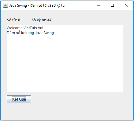 Đếm số từ của một chuỗi trong Java Swing