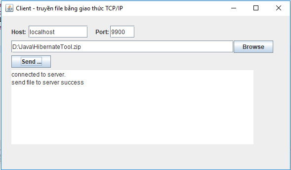 Ví dụ Truyền file bằng giao thức TCP/IP trong Java Swing